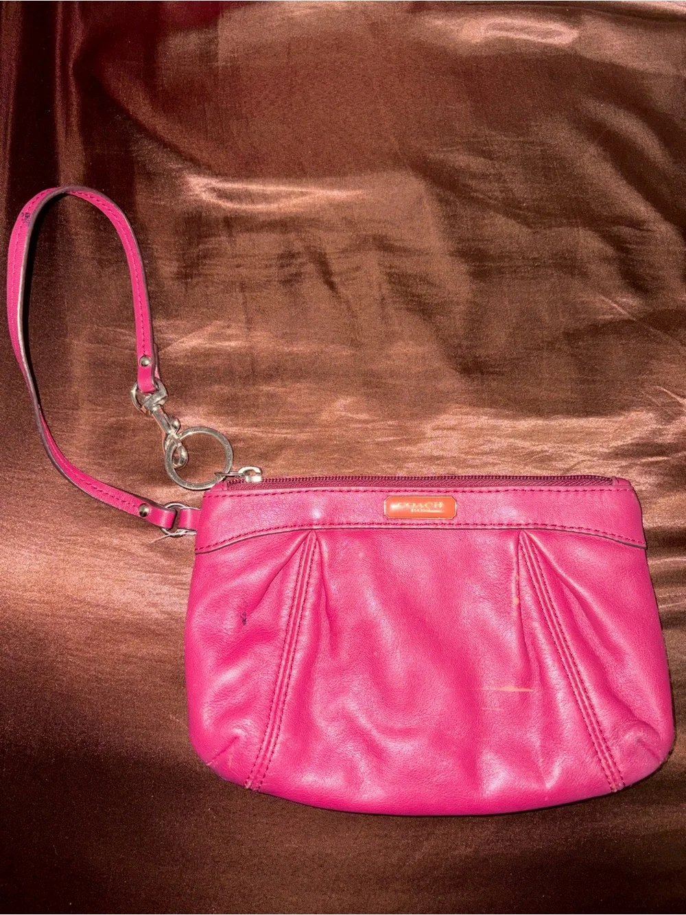 Coach Hot Pink Leather Wristlet